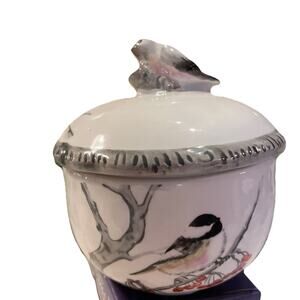 Ceramic Chickadee Trinket Keepsake Box Home Decor Global Design Kate Williams 4”